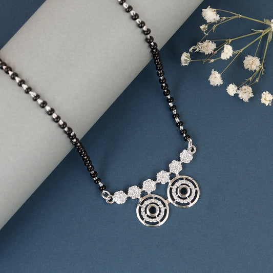 Lotus Bloom Designer Silver Mangalsutra