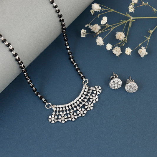 Silver Blossom Petal Silver Mangalsutra