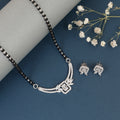 Sterling Silver Art Deco Square Accent Mangalsutra Set