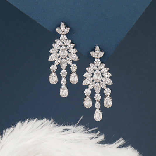 Champagne Shine Statement Silver Earrings