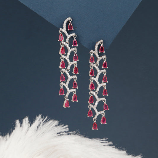 Ruby Sterling Silver Party Wear Earrings