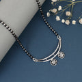 Double Wheel Floral Charm Silver Mangalsutra