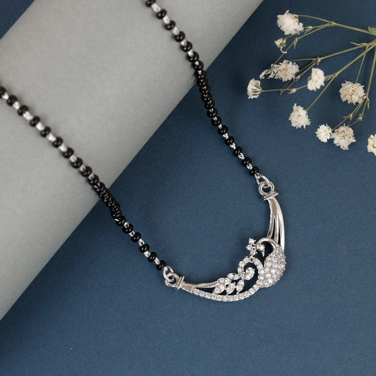 Silver Peacock Motif Mangalsutra for Women