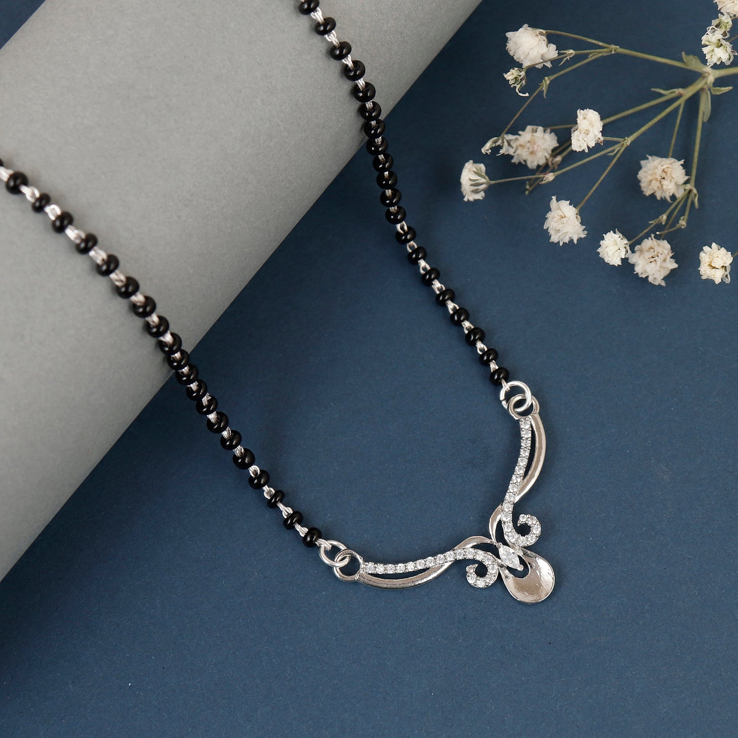 Sterling Silver Baroque Arch Mangalsutra Necklace