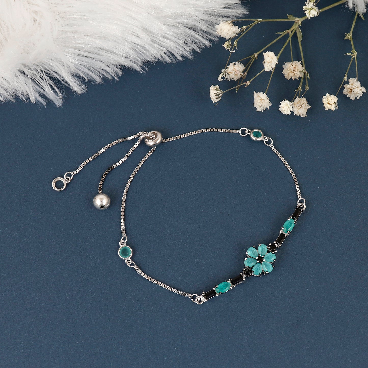 Turquoise Blossom Silver Bracelet