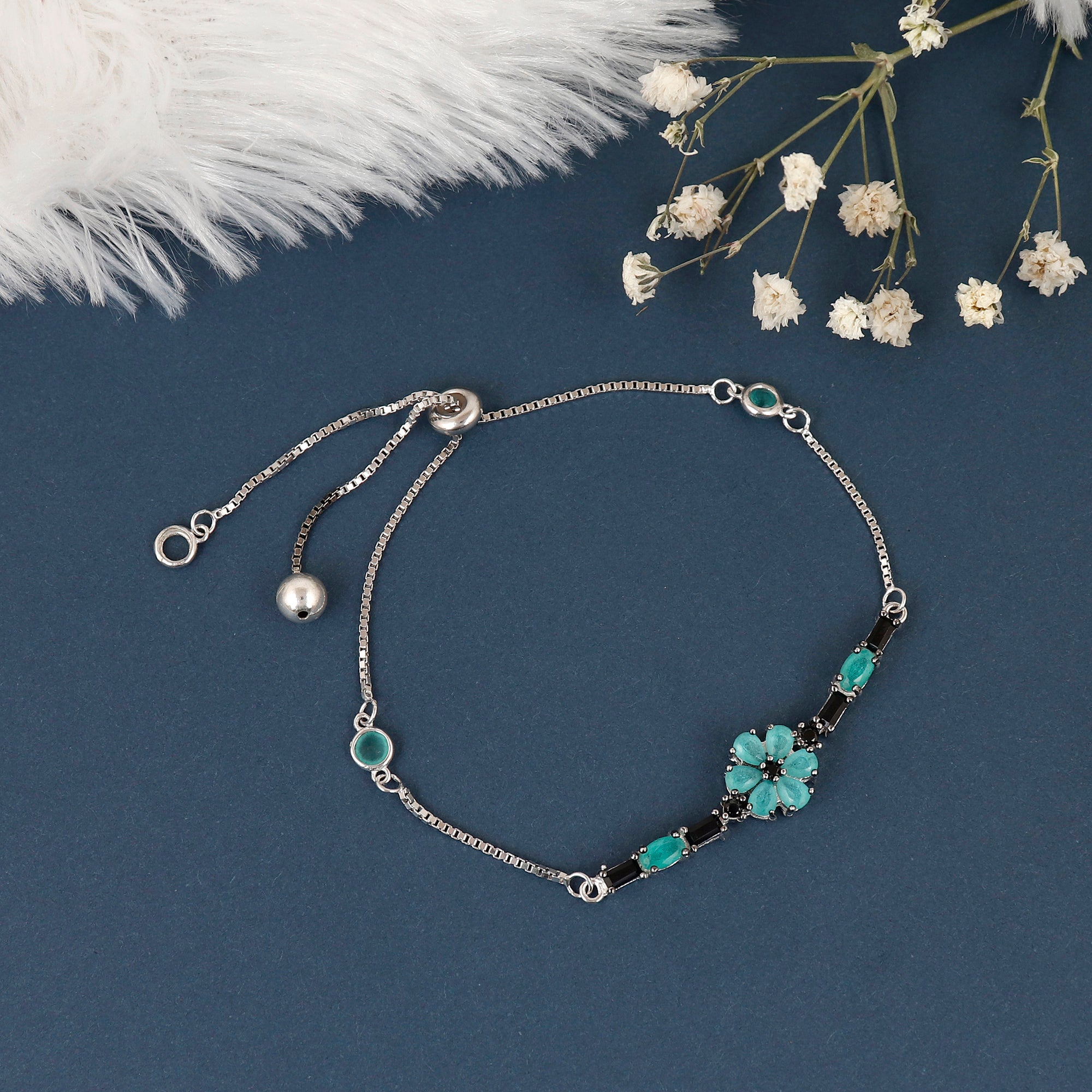 Turquoise Blossom Silver Bracelet