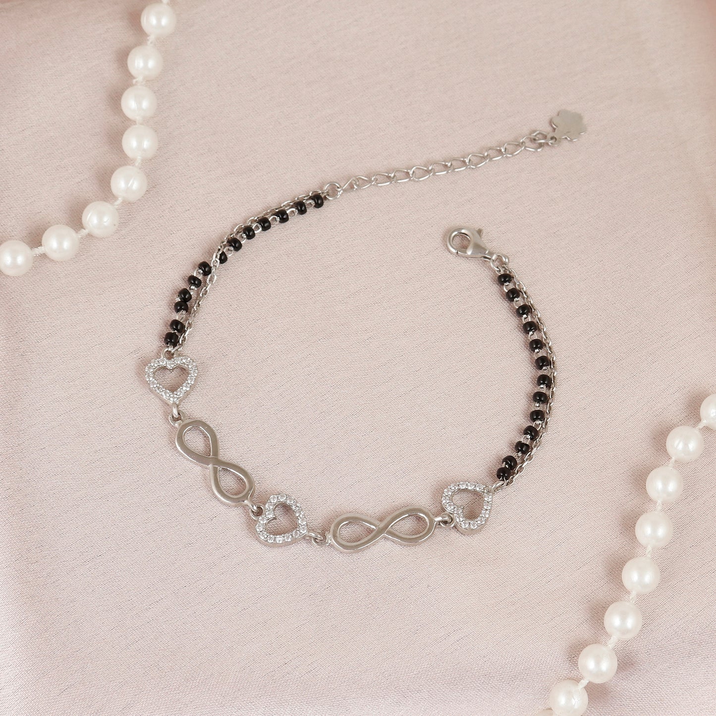 Heart Infinity Silver Bracelet Mangalsutra