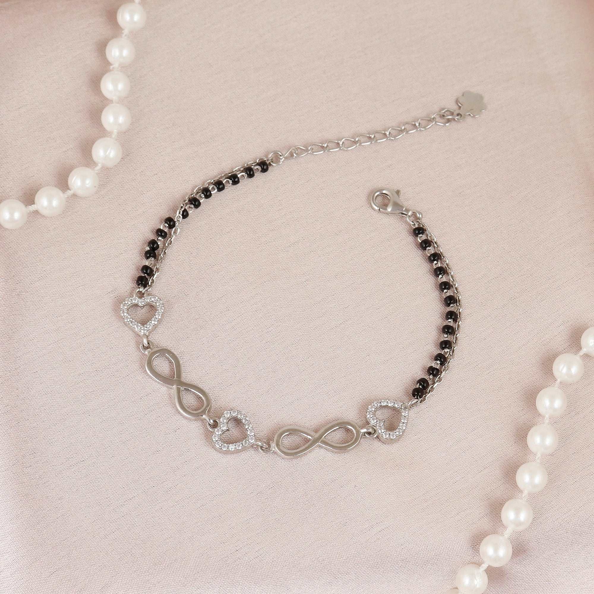 Heart Infinity Silver Bracelet Mangalsutra