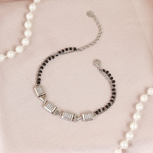 Rectangle Charm Hand Mangalsutra Bracelet