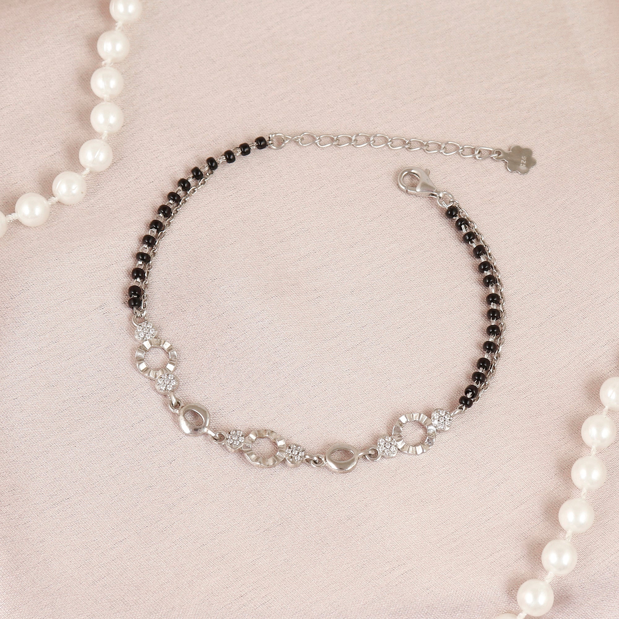 Adjustable Silver Round Link Hand Mangalsutra