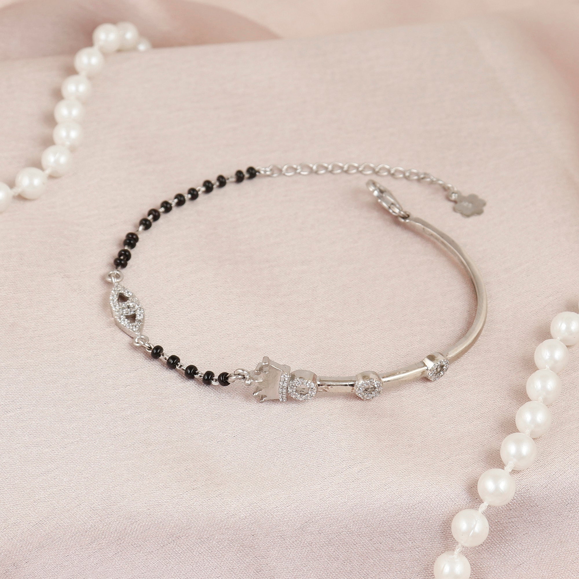 Sterling Silver Sovereign Diadem Half-Bangle Hand Mangalsutra