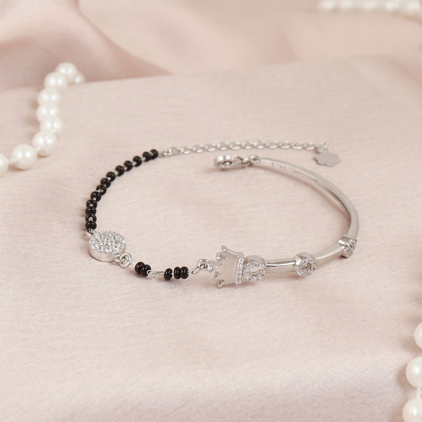 Silver Blossom Mangalsutra Bangle