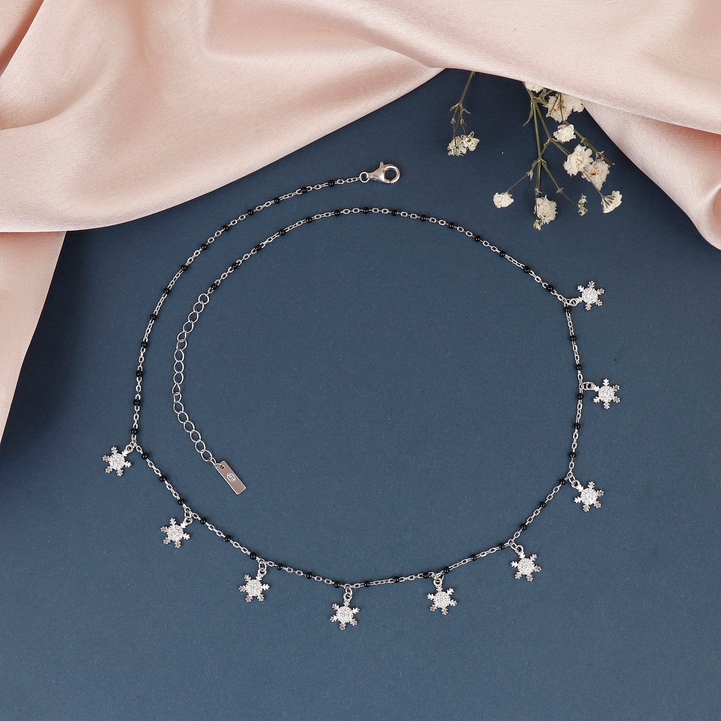 Dainty Snowflakes Silver Mangalsutra