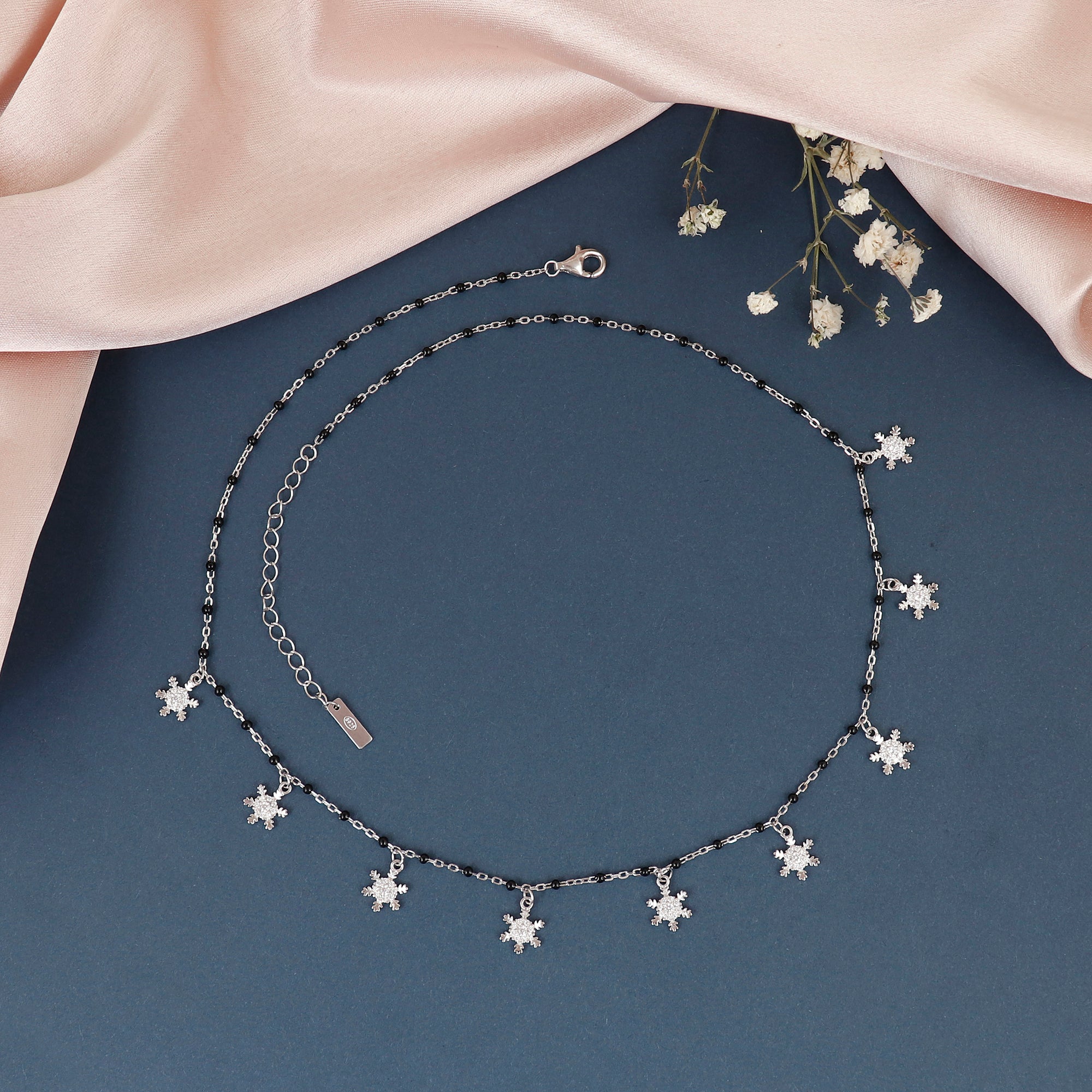Dainty Snowflakes Silver Mangalsutra