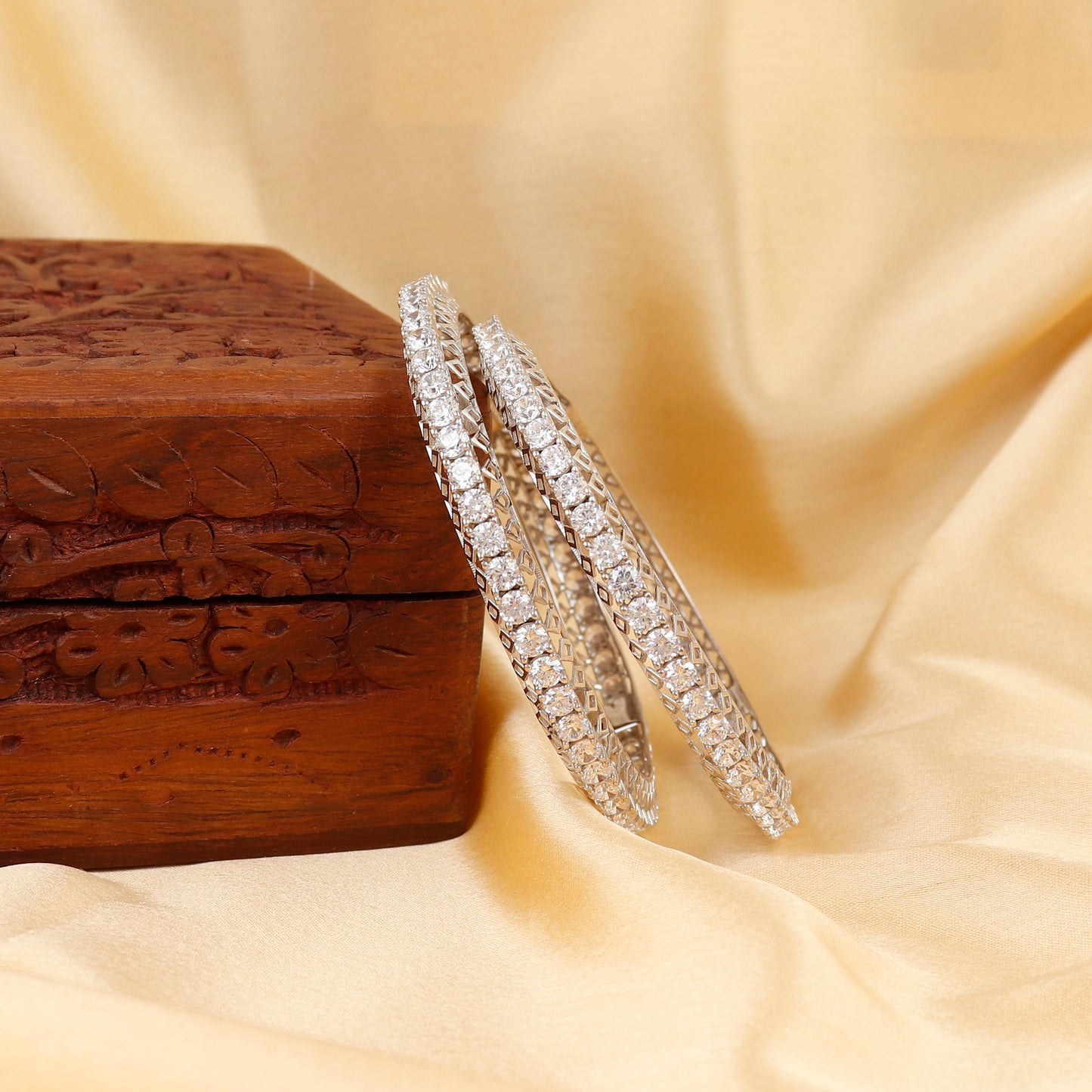 Diamond Look  Sterling Silver Bangles