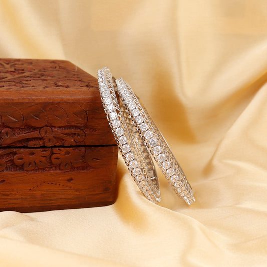 Diamond Look  Sterling Silver Bangles