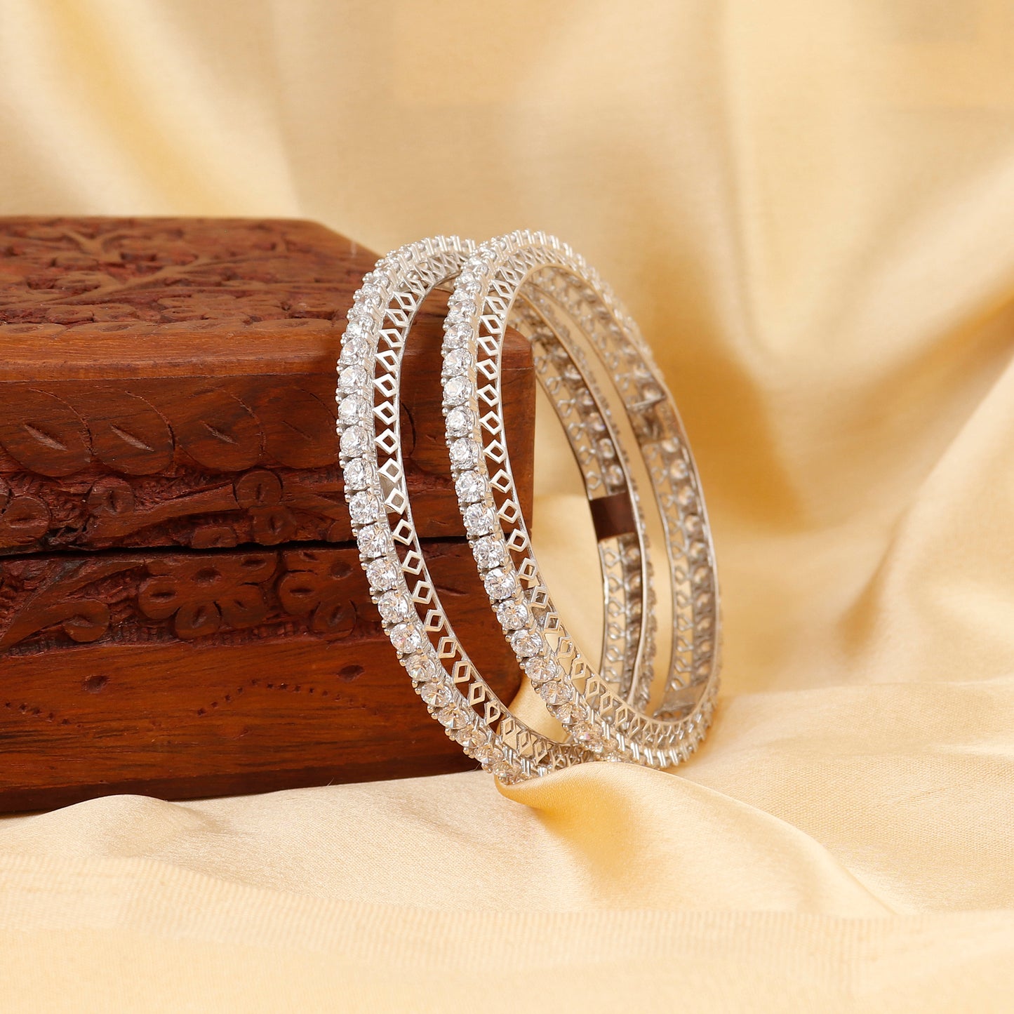 Diamond Look  Sterling Silver Bangles