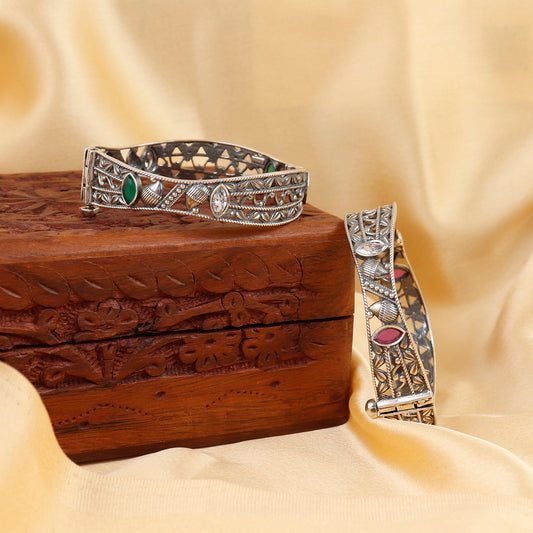 Oxidized Elegant Silver Bangle