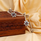 925 Silver Cubic Zirconia Floral Everyday Bangle