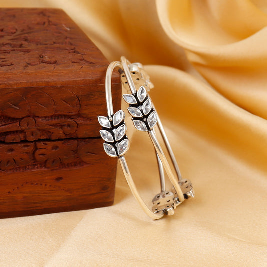 Elegant Marquise Cubic Zircoia Silver Bangle