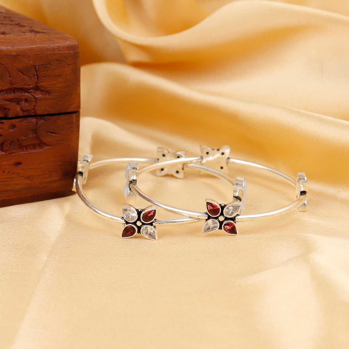 Ruby Petal Pure Silver Everyday Bangle