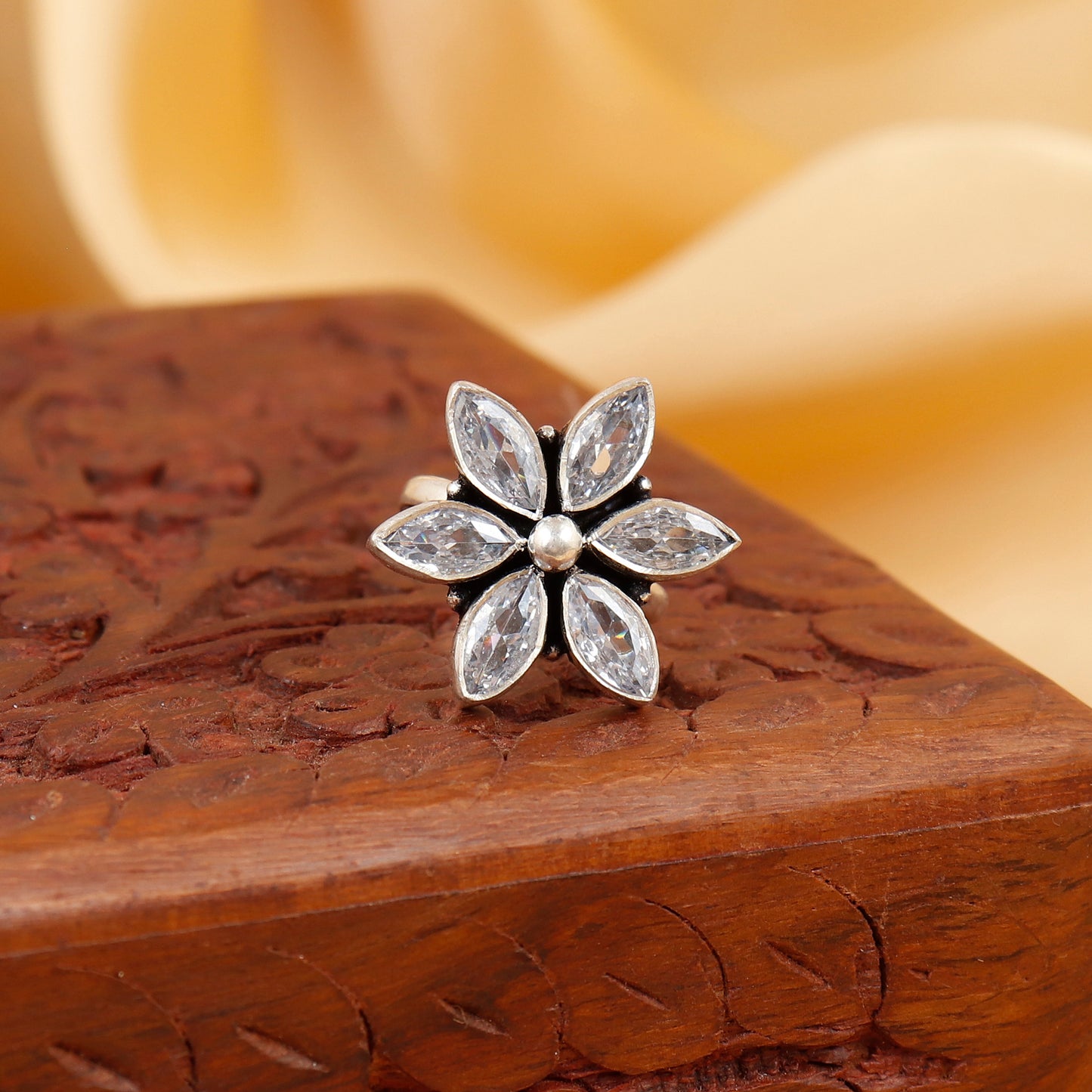 The Winter Jasmine Blossom Silver Ring