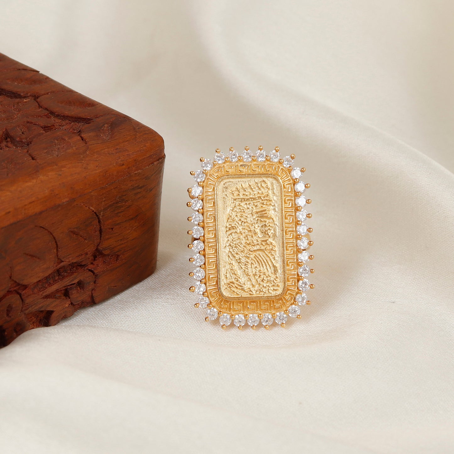 Empress Gold-Tone Silver Cocktail Ring