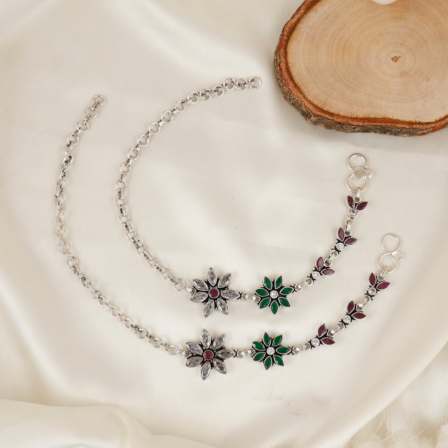 Vedic Flora Antiqued Silver Payal