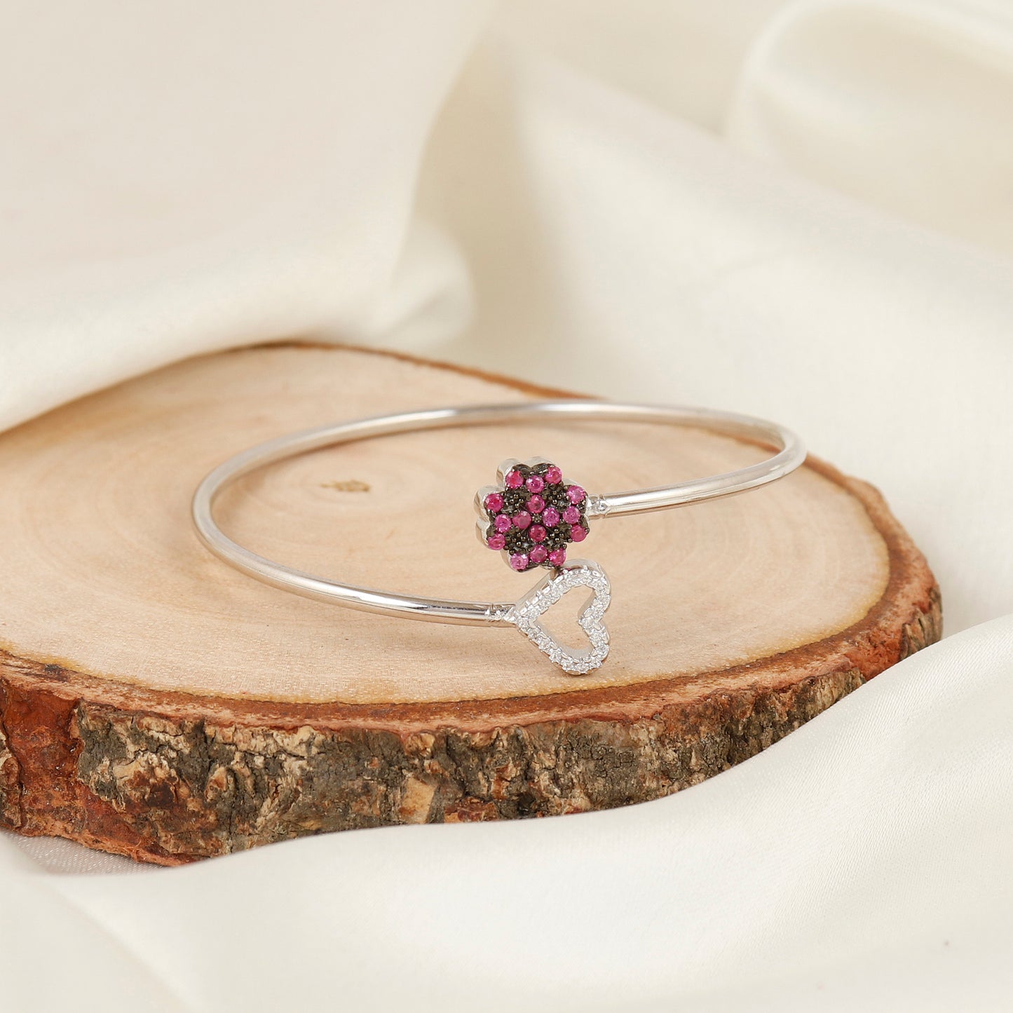 Garden of Love Adjustable Silver Kada
