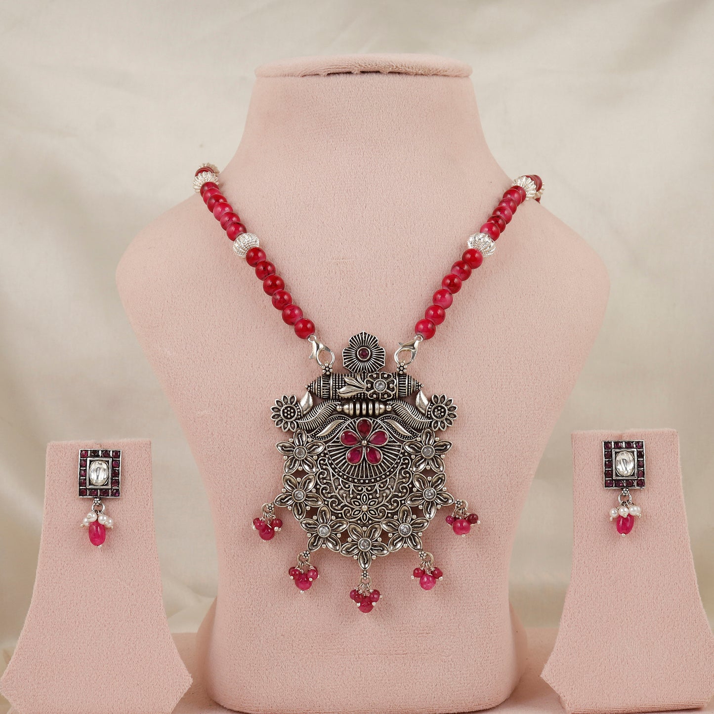 Rani Padmavati Jharokha Silver Necklace For Festivals