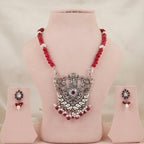 Manohari Doli Mesh Silver Necklace