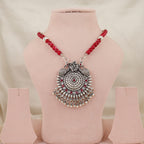 925 Silver Oxidized Madhav Leela Statement
