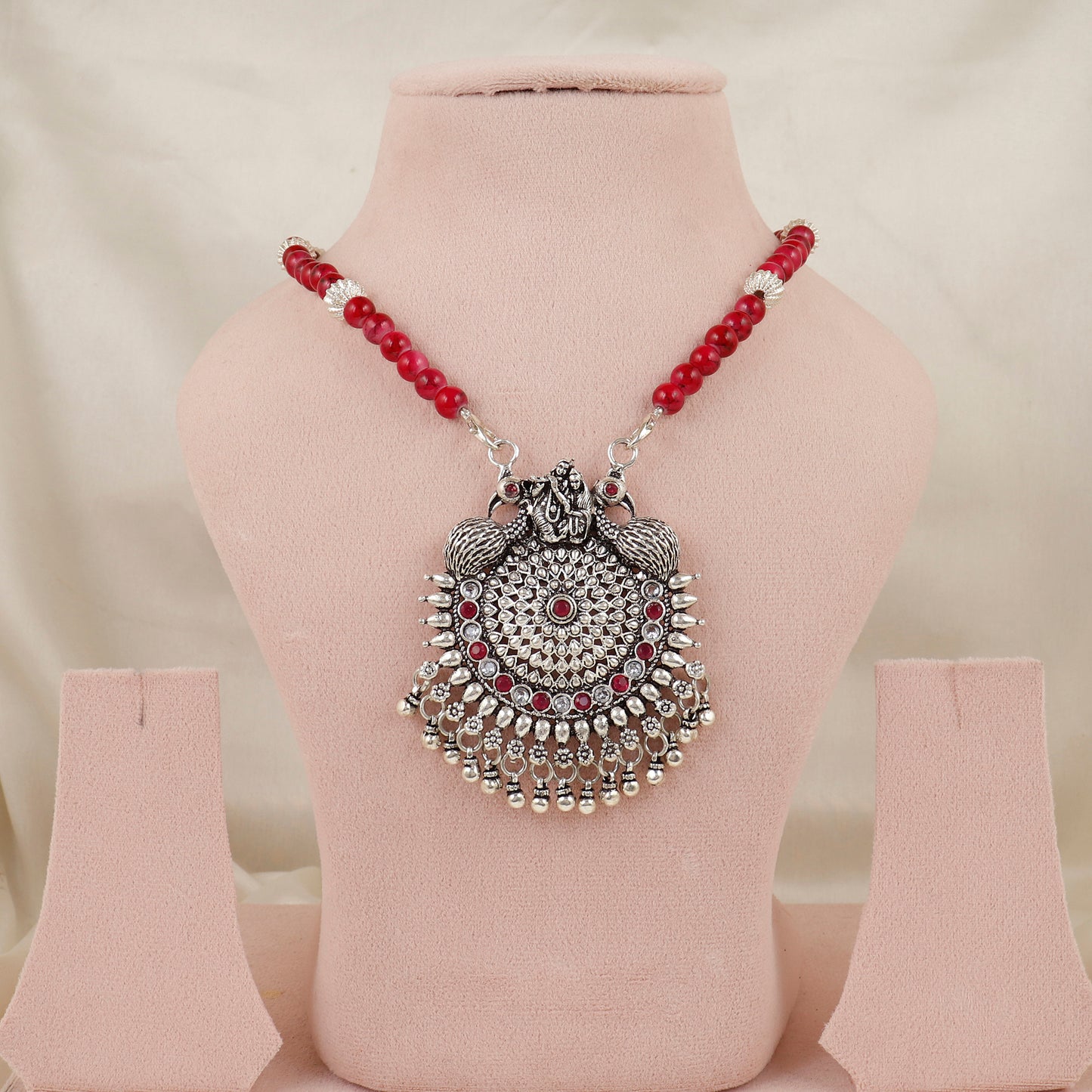 925 Silver Oxidized Madhav Leela Statement