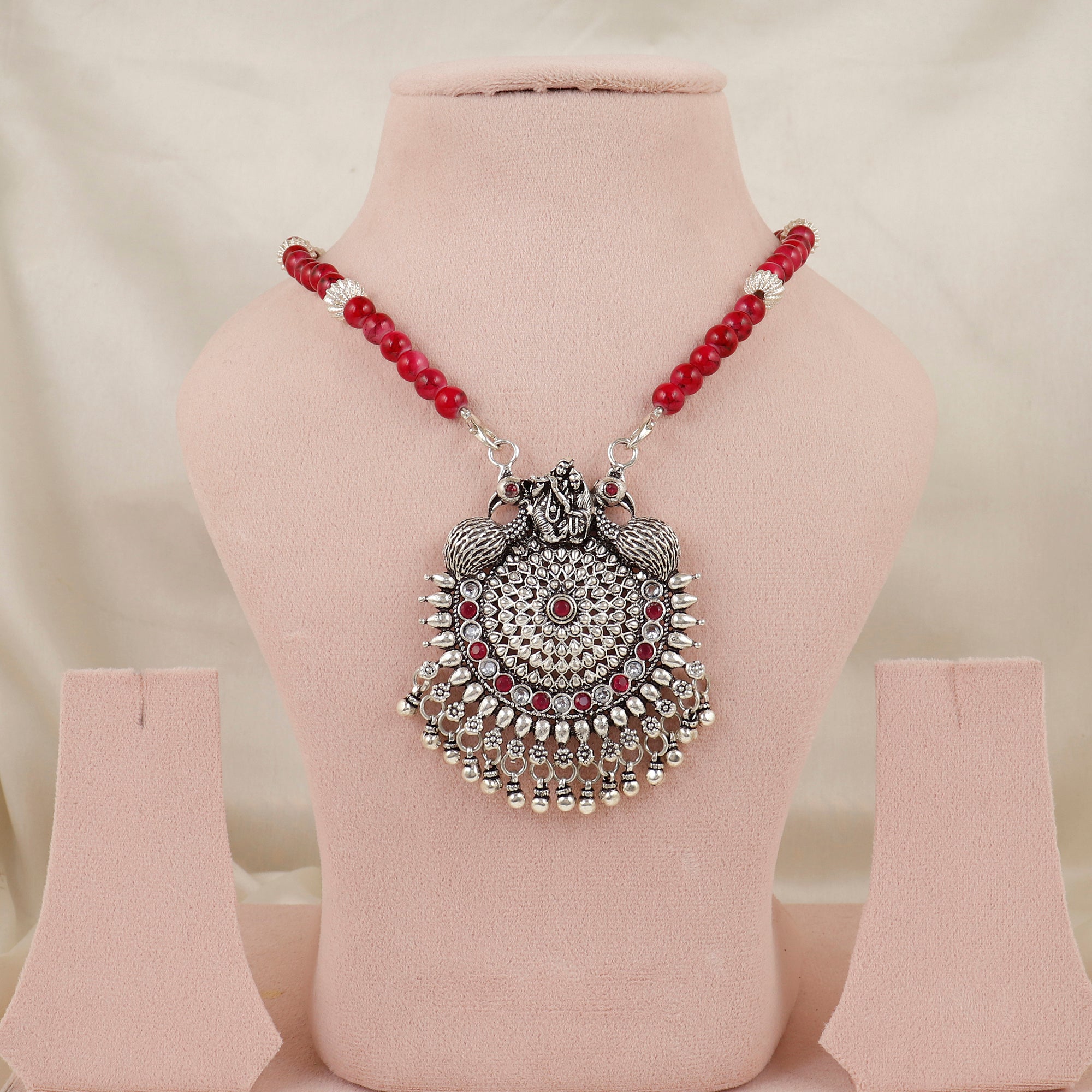 925 Silver Oxidized Madhav Leela Statement