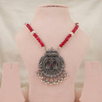 Ruhani Gul Floral Mandala Oxidized Silver Pendant