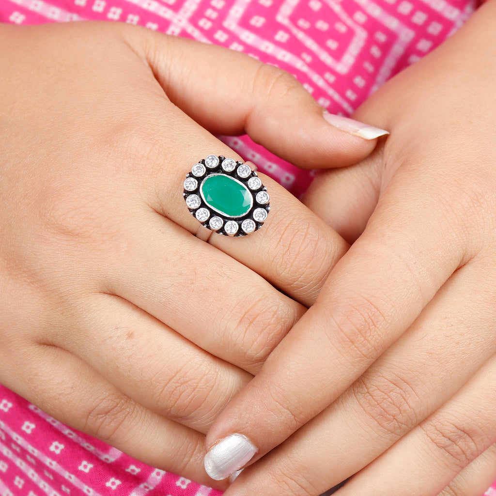 Jadau Cocktail Silver Ring