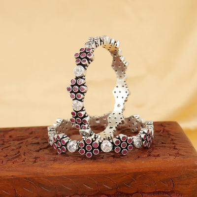 Round Stone Flower Single Bangle