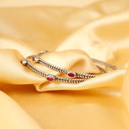 Ruby Petal Silver Bangle for Women