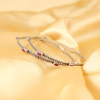 Ruby Petal Silver Bangle for Women