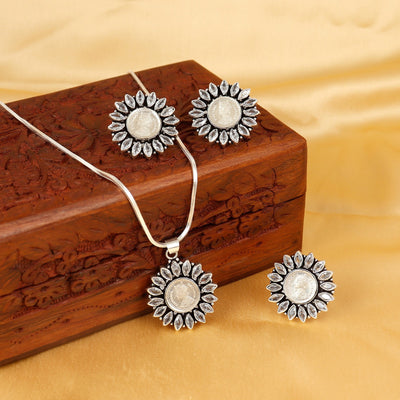 92.5 Silver Coin Pendant Earring Ring Set