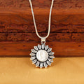 925 Silver Coin Sun Floral  Pendant