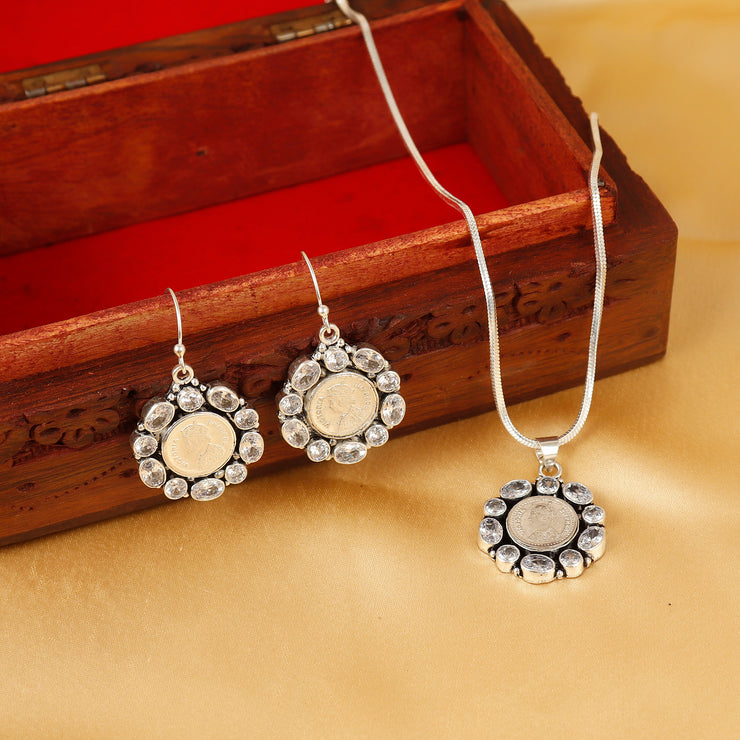 Imperial Glow Silver Coin Necklace