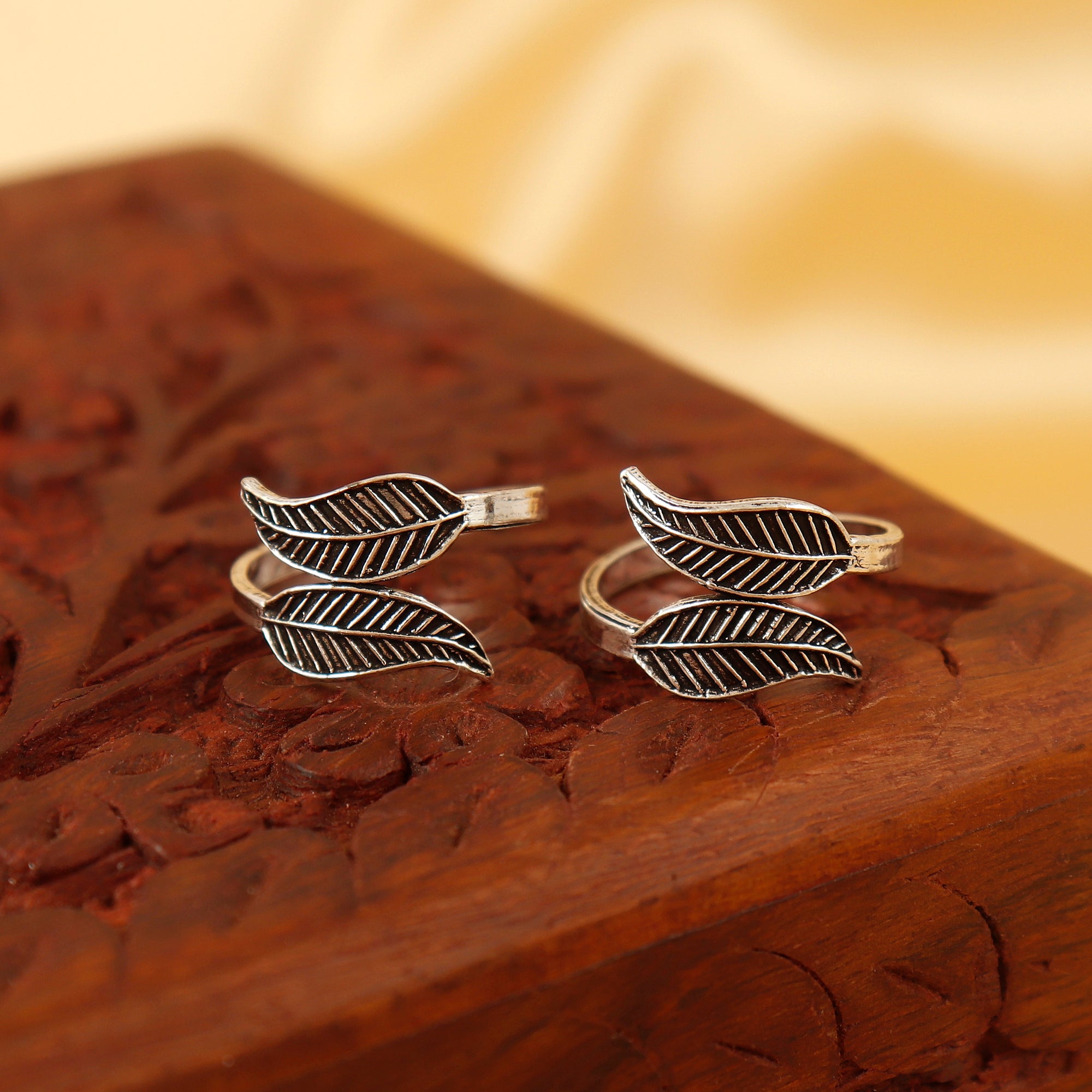 Two Leaf Silver Toe Ring