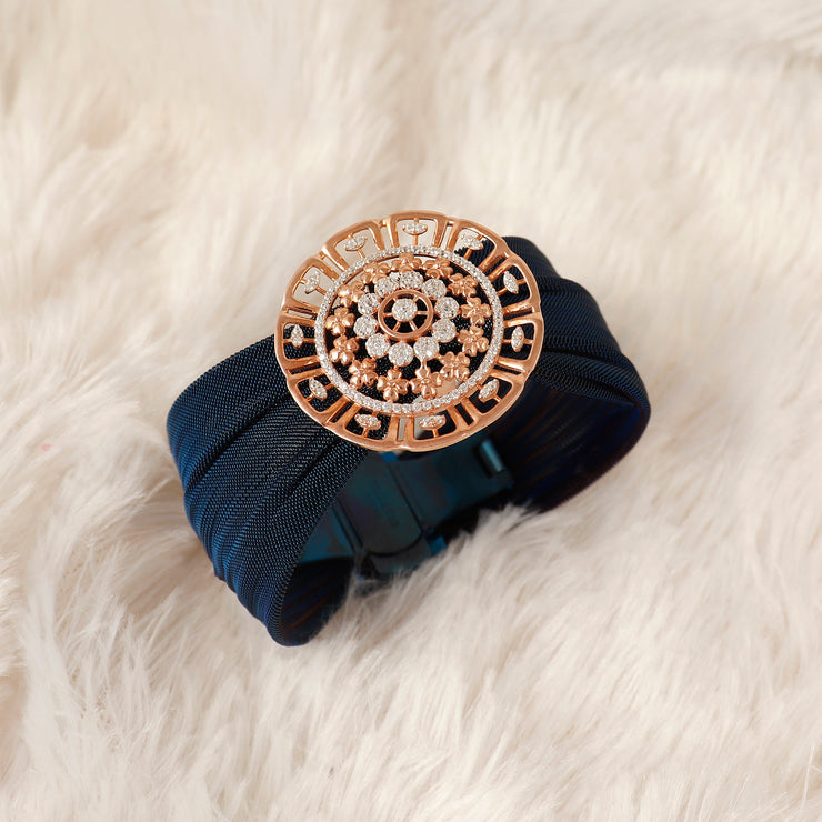 Regal Bloom Silver Hand Cuff