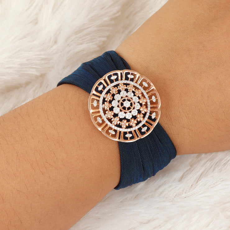 Regal Bloom Silver Hand Cuff