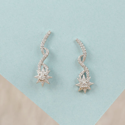 Shimmering Star Silver Ear Cuffs
