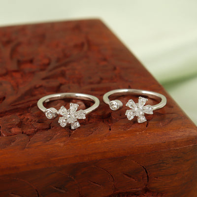 Sparkling Flower Silver Toering