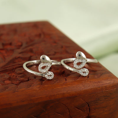 Two Way Heart Silver Toe Ring