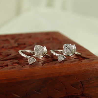 Blooming Flower Silver toe Ring