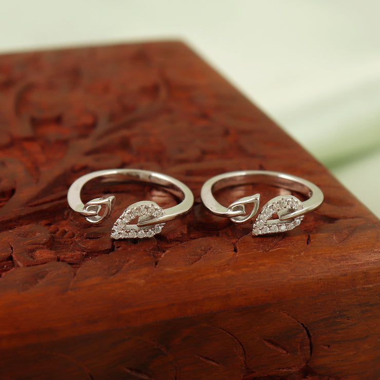 Mini Two Leaf Silver Toe Ring